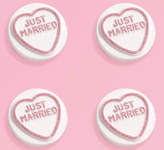 Personalised "Just Married" Love Hearts Wedding Favours X 50 Rolls - Image 3