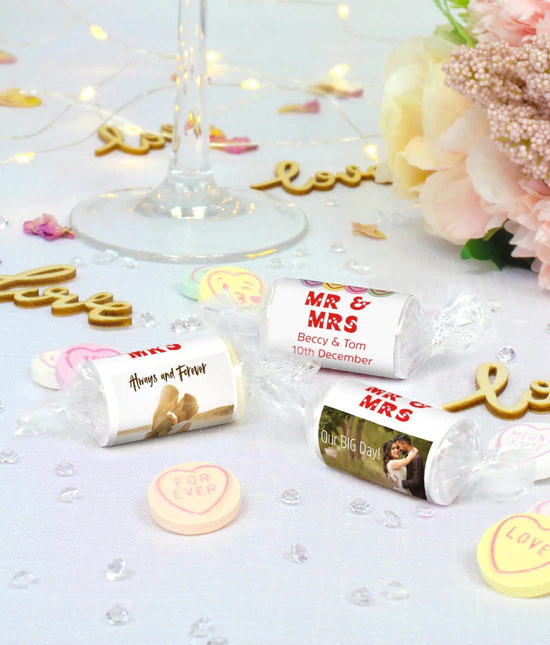 Personalised Love Hearts Wedding Favours X 50 Rolls - Image 5