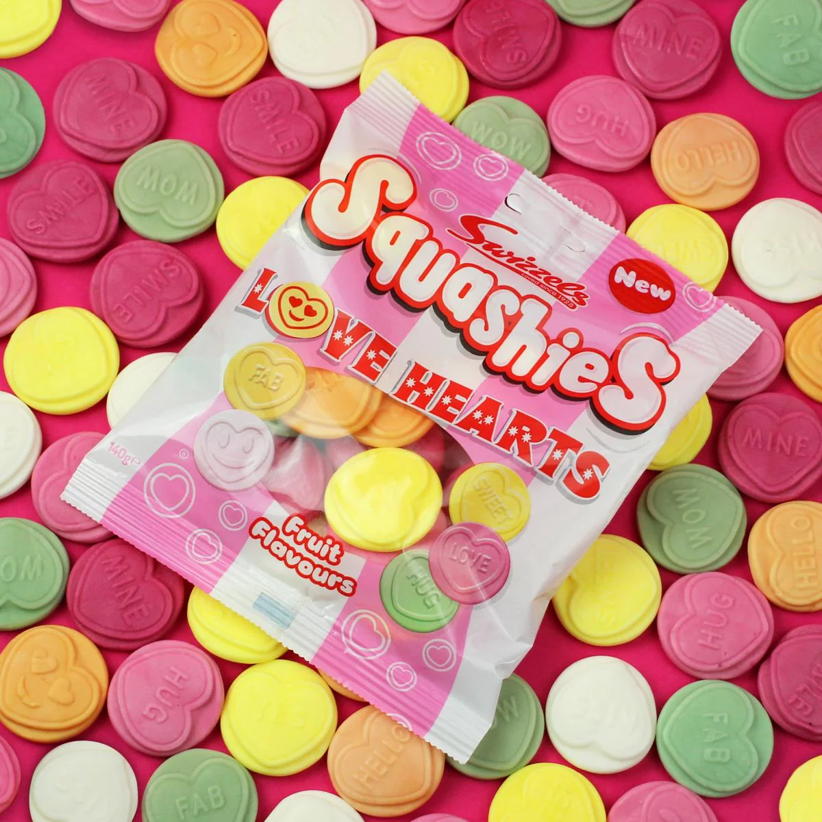 Squashies Love Hearts Flavour Box 12 x 140g Bags - Image 3