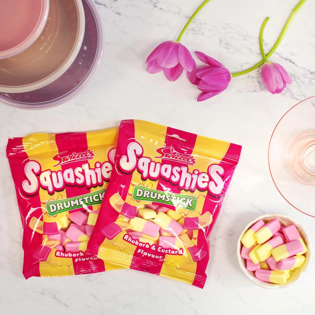 Squashies Rhubarb & Custard Flavour Box 12 x 140g Bags - Image 3
